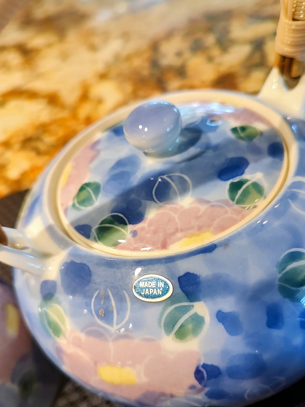 Floral Purple Ceramic Tea Set with Cups
